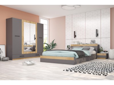 Спален комплект ПРЕСТИЖ (графит/артизан)